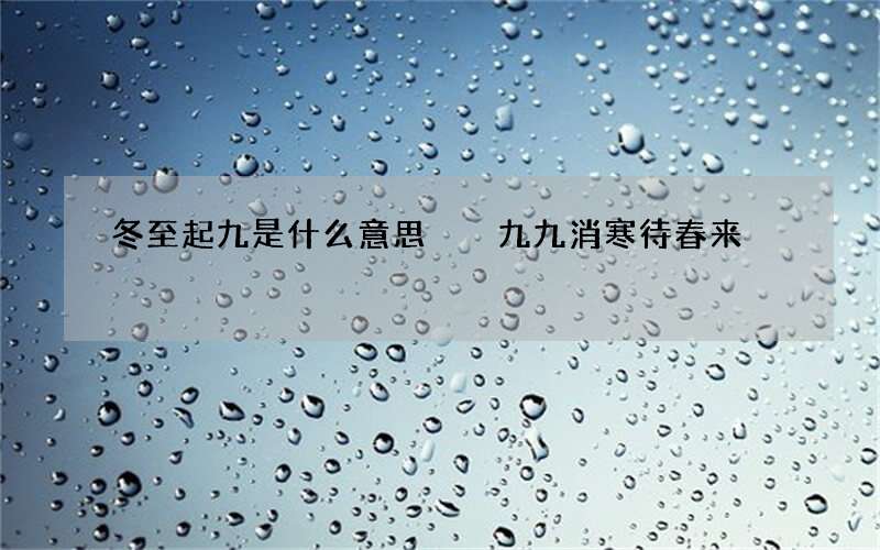 冬至起九是什么意思  九九消寒待春来